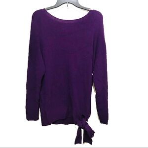 Halogen Bow Belted Eggplant Knit Sweater